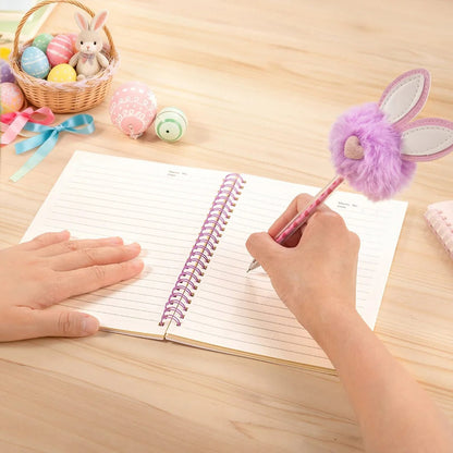 Personalized Happy Easter Cute Rabbit Leopard Print A5 Spiral Notebook