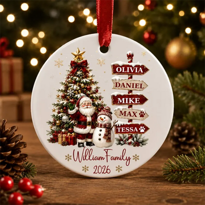 Personalized Family Christmas Ornament , Custom Name Signpost Ornament