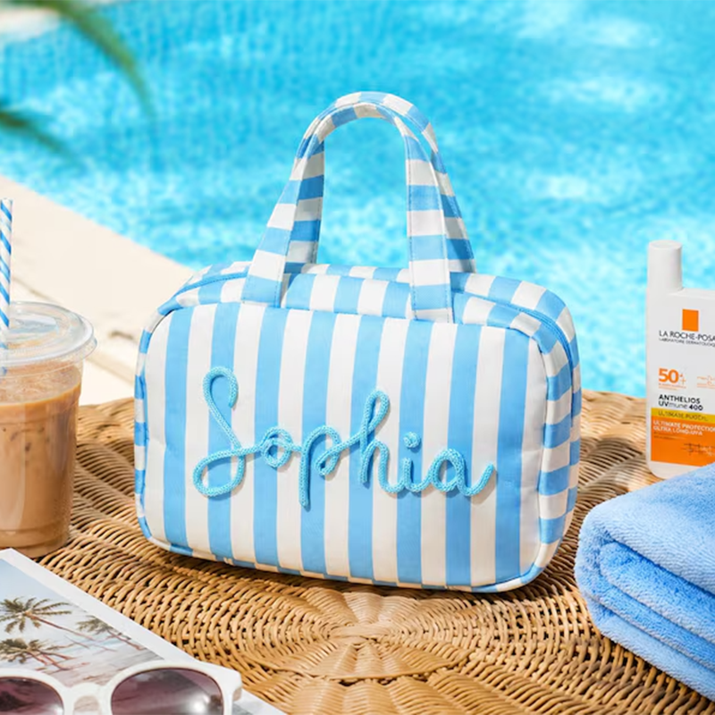 Custom Expandable Foldable Toiletry Bag, Personalized Hanging Travel Makeup Bag with Hook