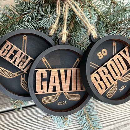 Personalized Hockey Puck Christmas Ornament