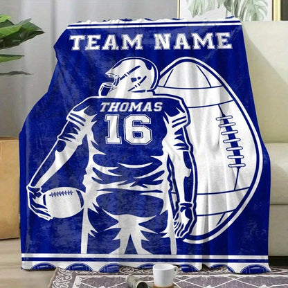 Customizable Football Blanket - Personalized Name and Team Design