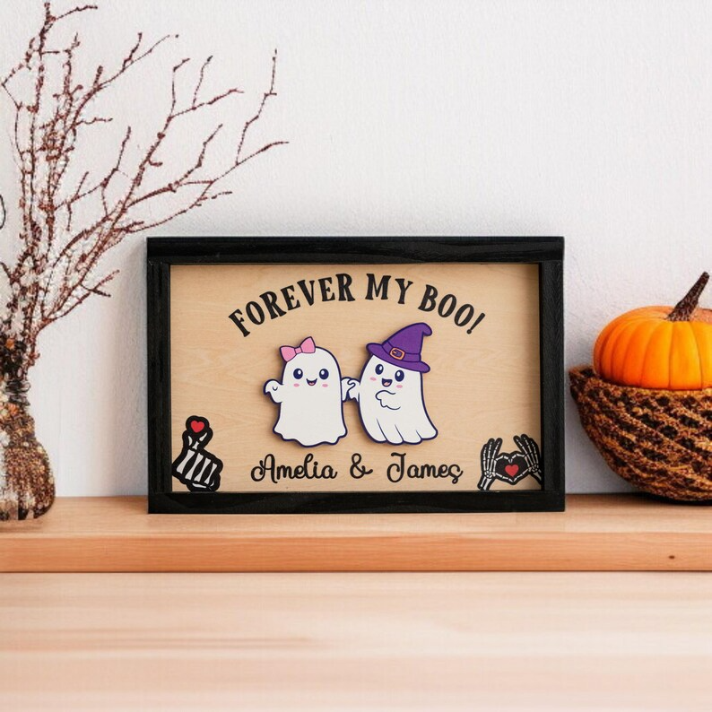Custom Halloween Ghost Couple Sign – Romantic Personalized Gift