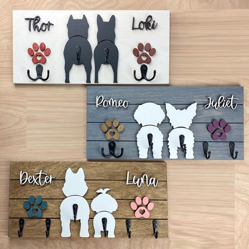 Custom Shiplap Dog Leash Holder, Personalized Leash holder
