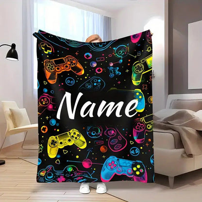 Customizable Gaming Controller Print Flannel Throw Blanket