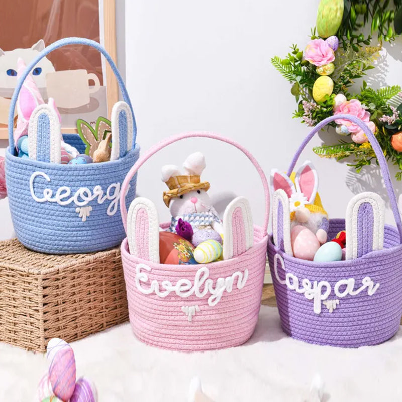 Personalized Easter Bunny Basket, Custom Name Baby Basket