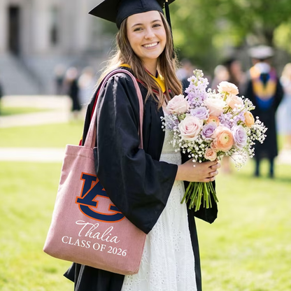 Class of 2026 Corduroy Tote Bag College Grad Gifts Zipper Book Bag Graduation Gift
