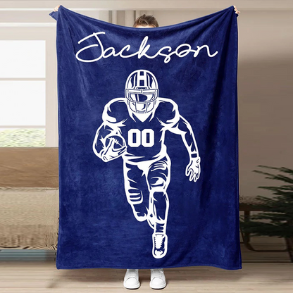 Football Customized Name and Number Blanket
