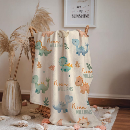 Personalized Dinosaur Baby Blanket