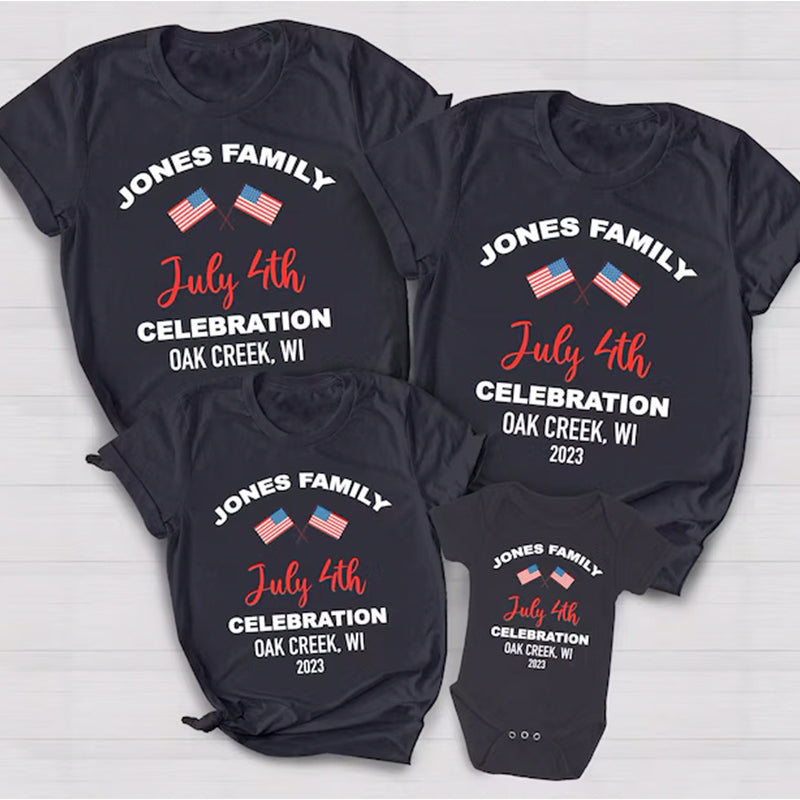 Patriotic Family Matching T-Shirts, Custom Family July 4th Celebration Shirt