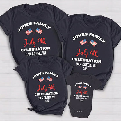 Patriotic Family Matching T-Shirts, Custom Family July 4th Celebration Shirt