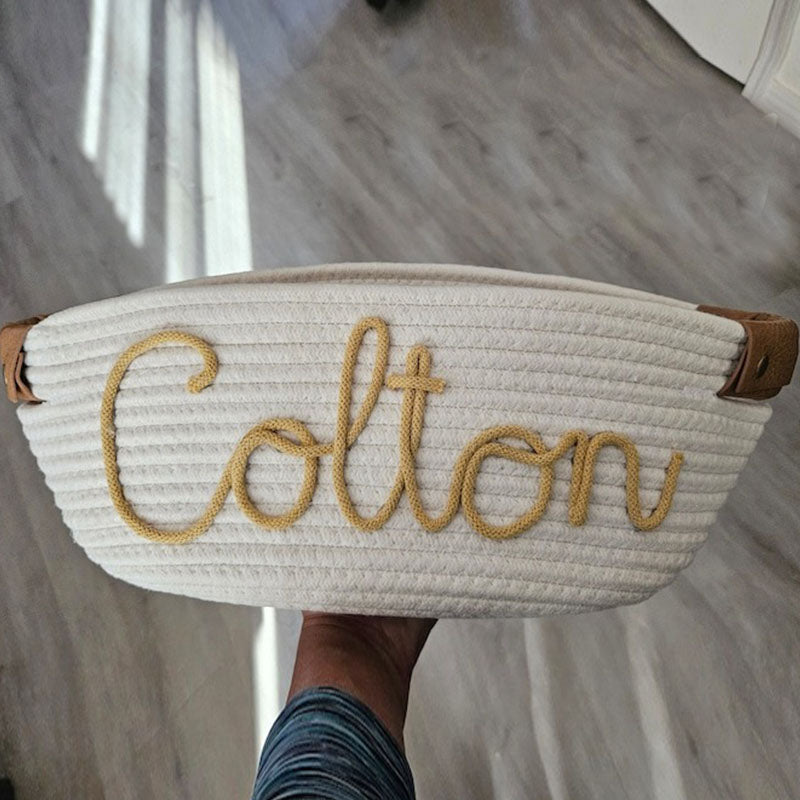 Personalized baby shower rope cotton baskets