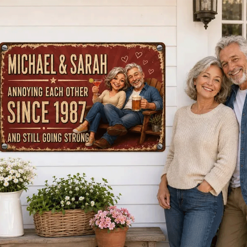 Personalized Couple Metal Sign, Custom Photo Anniversary Gift, Funny Marriage Gift