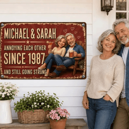 Personalized Couple Metal Sign, Custom Photo Anniversary Gift, Funny Marriage Gift