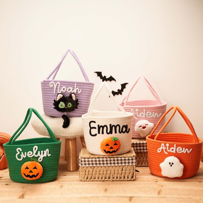 Halloween treat bag, Halloween Basket, Halloween Tote, Trick-or-treat basket