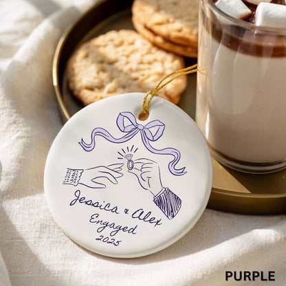 First Christmas Engaged Ornament 2025 Personalized Engagement Gift