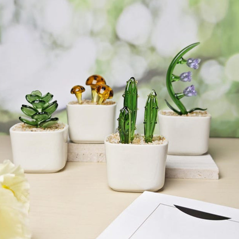 Stained Glass Succulent Cactus, Custom Potted Plant Figurine, Teacher Appreciation Gift
