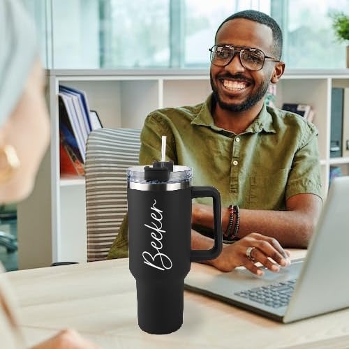 40 Oz Tumbler With Handle And Straw,Custom Stainless Steel Insulated Tumbler With Name