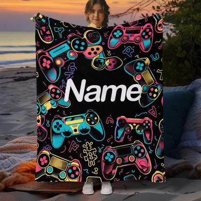 Gamepad Personality Portable Lightweight Flannel Throw Blanket