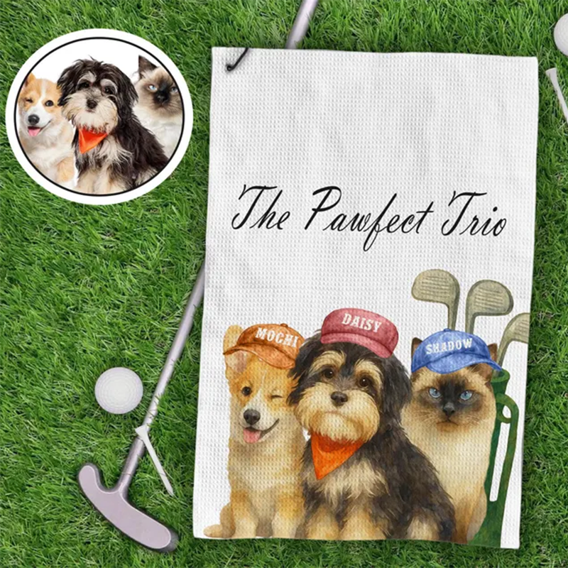 Custom Pet Golf Towel with Pet Photo and Name, Golf Gifts For Men Birthday