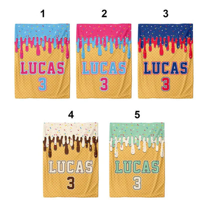 Custom Baseball Drip Plush Blanket: Personalized Kid's Birthday Gift
