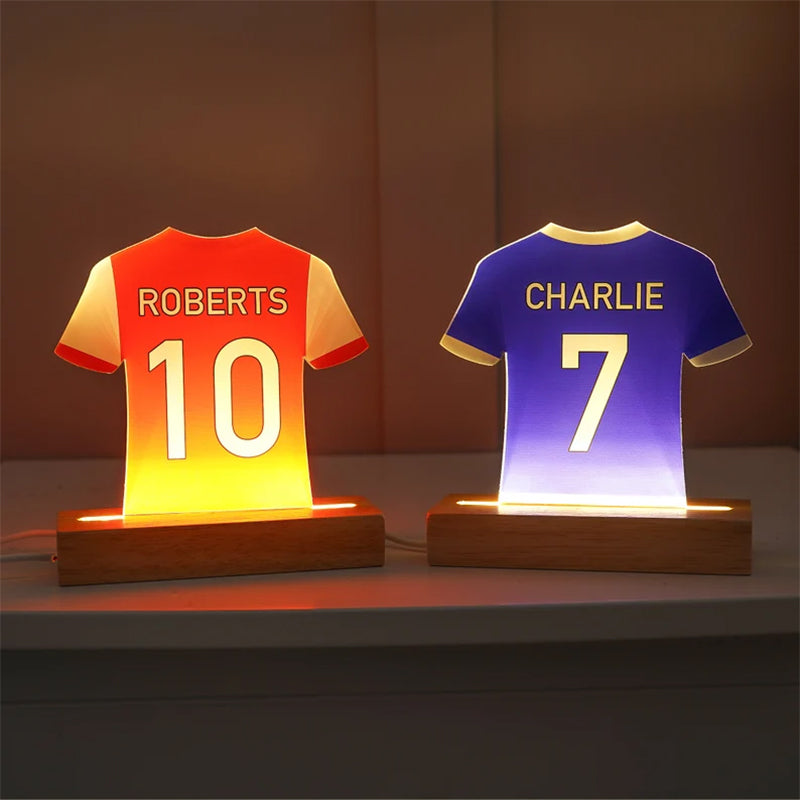 Personalised LED Football Shirt Lamp, Football Night Light Gift