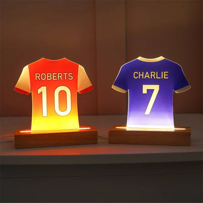 Personalised LED Football Shirt Lamp, Football Night Light Gift