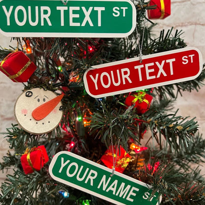 Street sign ornament  custom laser engraved acrylic ornament