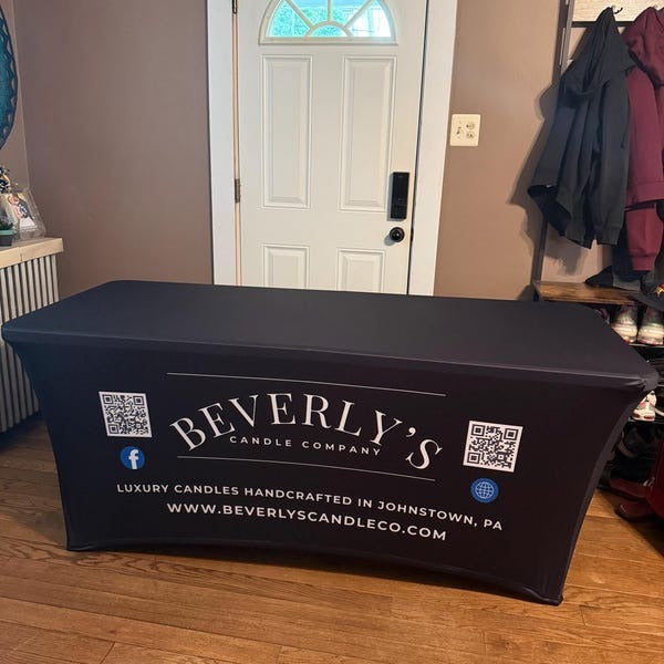 Custom Printed Table Cloth Stretch and Fitted Cloths, 4ft table 6ft table and 8 ft table