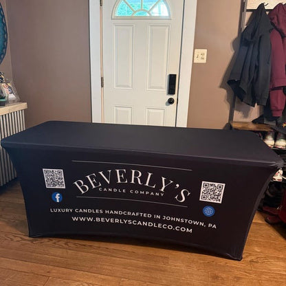 Custom Printed Table Cloth Stretch and Fitted Cloths, 4ft table 6ft table and 8 ft table