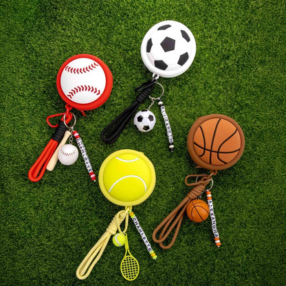 Customized tennis, baseball, basketball, soccer name beaded keychains and coin purses