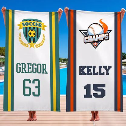 Personalized Football Volleyball Basketball Baseball Softball Soccer Logo Beach Towel