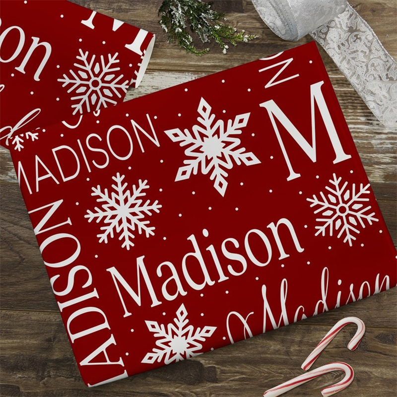 Holiday Repeating Name Personalized Wrapping Paper Christmas Wrapping Paper