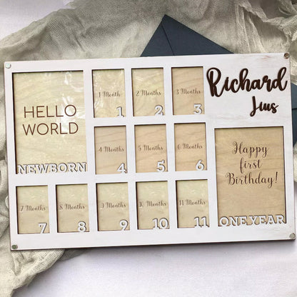 Custom Baby First Year Picture Frame, Newborn To One Year Photo Frame
