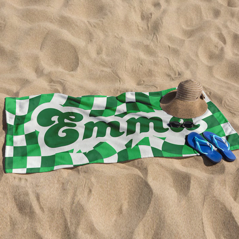 Personalized Beach Towel, Customized Vans Checker Pattern in Retro style Beach towel