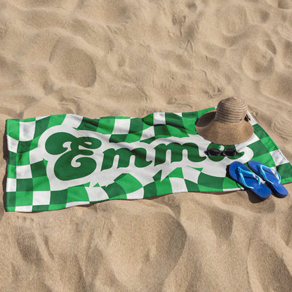 Personalized Beach Towel, Customized Vans Checker Pattern in Retro style Beach towel