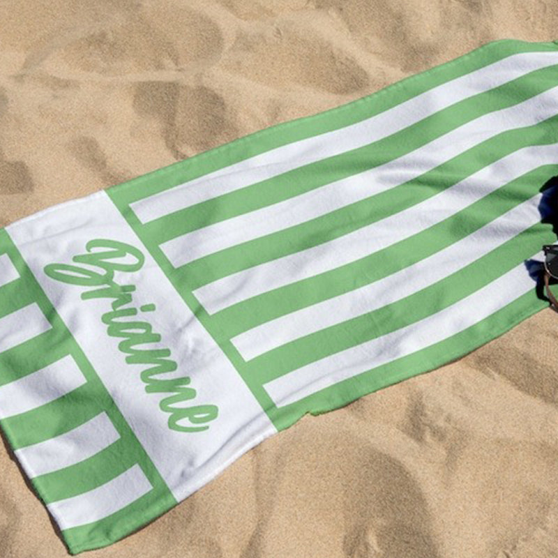 Striped Personalized Beach Towel, Kids Custom Name Pool Towels