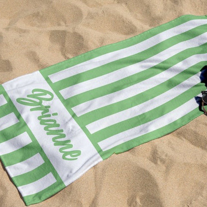 Striped Personalized Beach Towel, Kids Custom Name Pool Towels