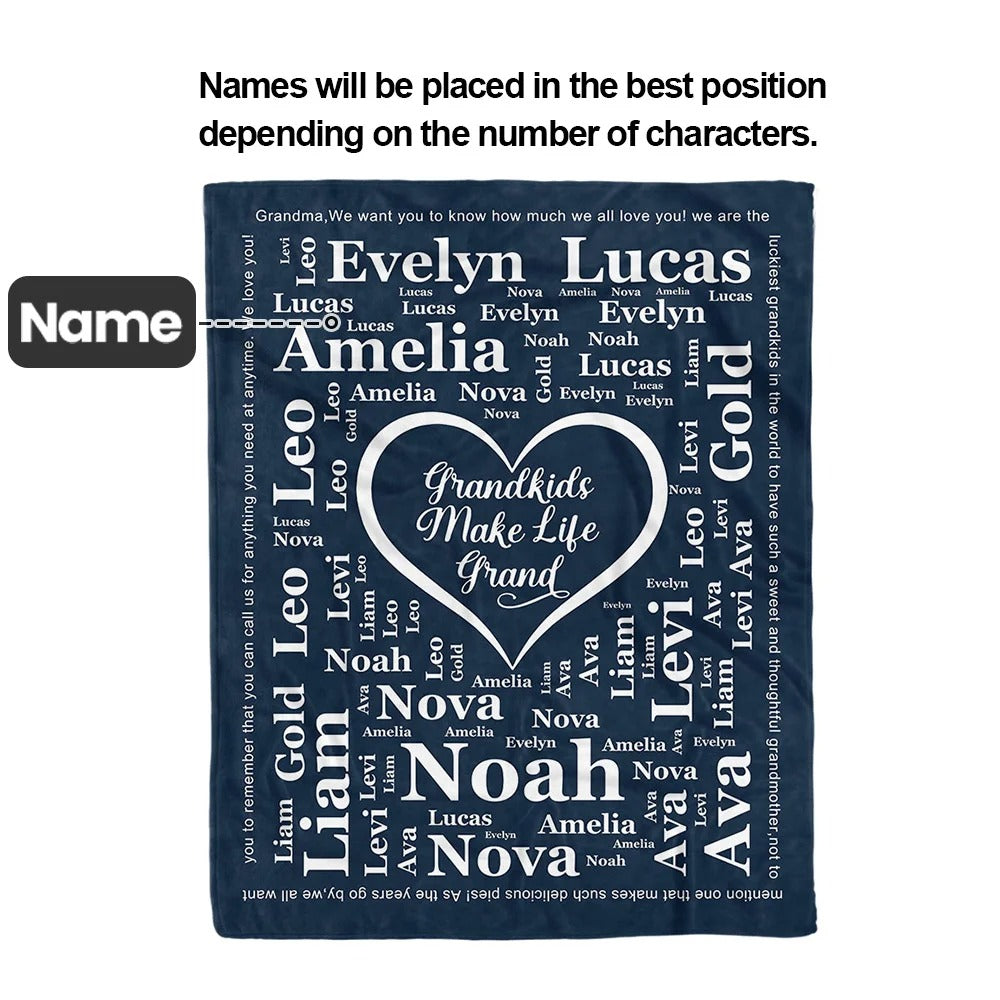 Personalized 1-16 Grandkid Names Blanket