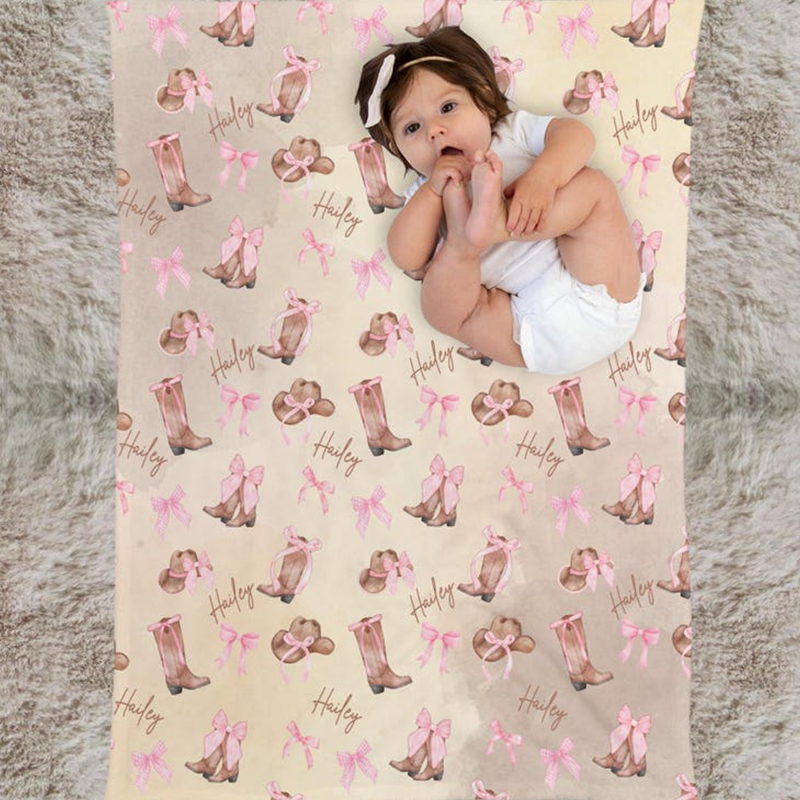 Personalized Cowgirl Baby Blanket