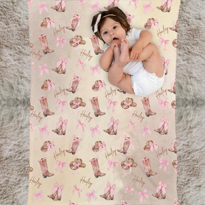Personalized Cowgirl Baby Blanket