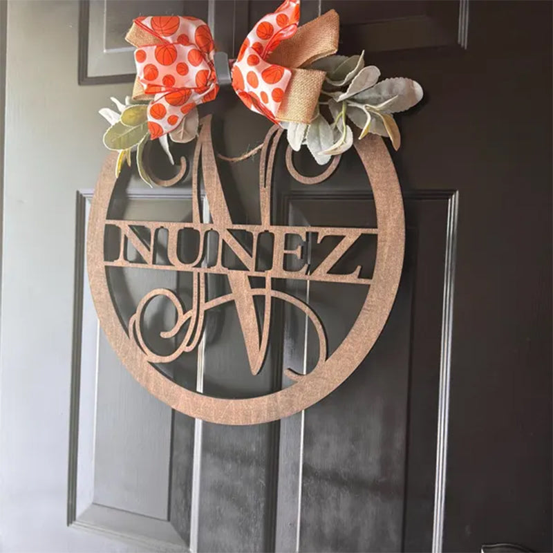 Last name door sign Initial Door Wreath Personalized front door
