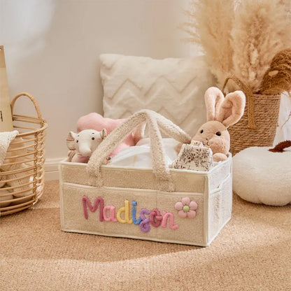 Personalized Knit Diaper Caddy Organizer