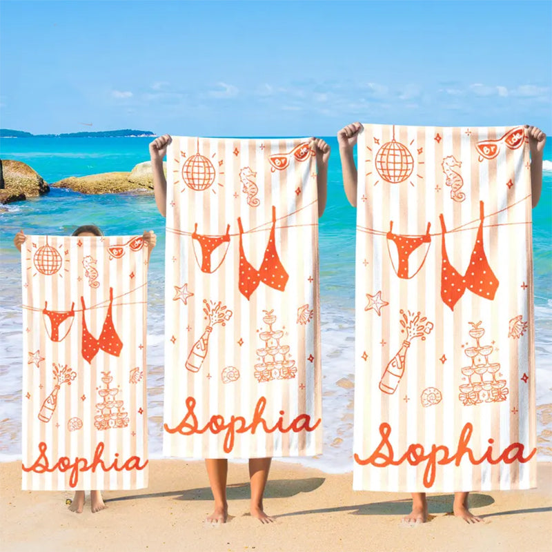 Personalized Bachelorette Towels, Girls Trip 2026, Custom Bride Squad Beach Towel