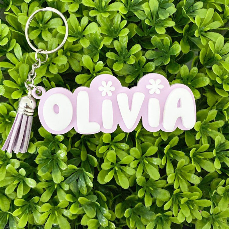 Personalized Keychain, Acrylic Name Tag, Pastel Keychains