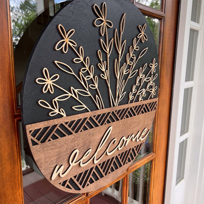 Wooden Welcome Door Hanger | Front Door Decor