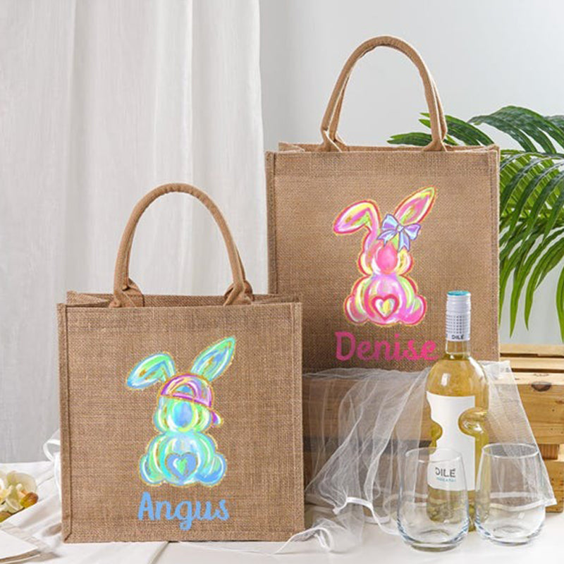 Personalized Easter Tote bag with Bunny,Easter Basket gift,Easter Bag with Name,Easter Gift
