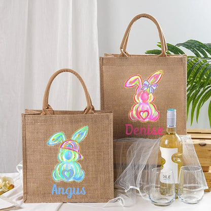 Personalized Easter Tote bag with Bunny,Easter Basket gift,Easter Bag with Name,Easter Gift