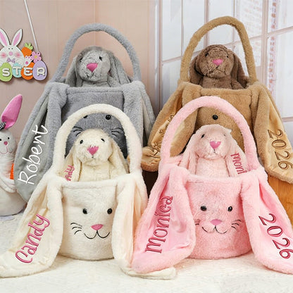 Personalized Easter Gift,Plush Easter Basket,Stuffed Bunny