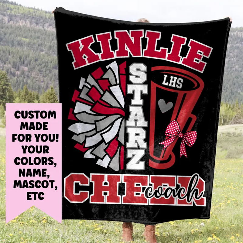 Cheerleader Blanket, Personalized Cheerleading Gift For Competitive Cheer or Senior Gift