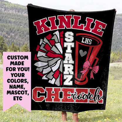 Cheerleader Blanket, Personalized Cheerleading Gift For Competitive Cheer or Senior Gift